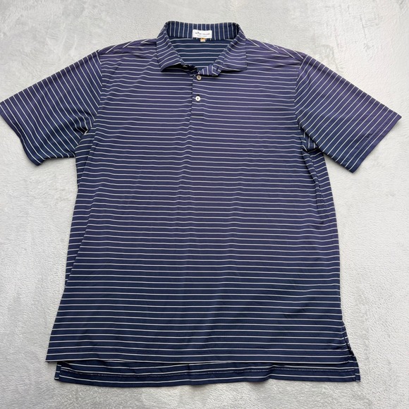 Peter Millar Other - Peter Millar Polo Mens XL Navy Blue Summer Comfort Striped Short Sleeve Shirt
